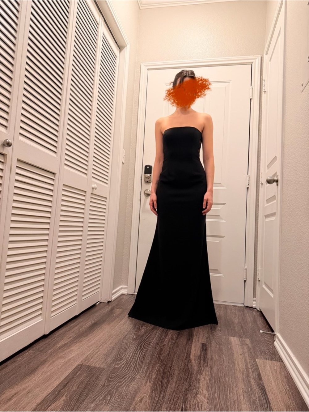 Aqua Strapless Black Floor-Length Gown